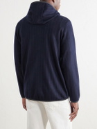 SEASE - Drone Pinstriped Wool-Blend Jersey Hoodie - Blue
