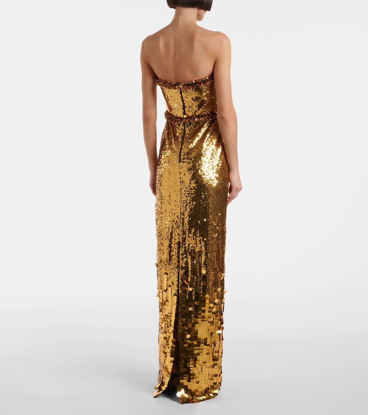 REBECCA VALLANCE 関税込 Gloria sequined floral-applique gown Gloria sequined floral-appliqué gown in gold - Rebecca