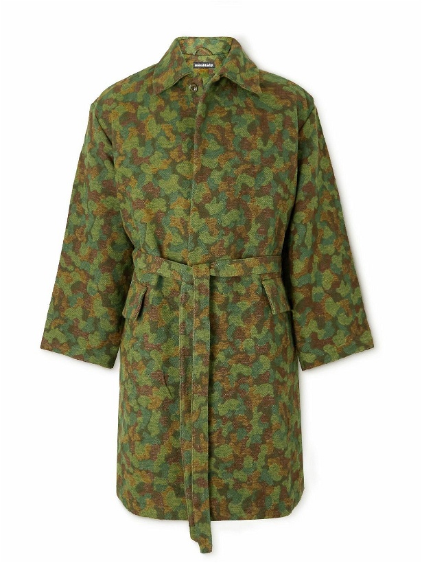 Photo: Monitaly - Belted Camouflage-Jacquard Cotton Coat - Green