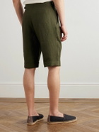Richard James - Hepworth 2 Straight-Leg Pleated Linen Shorts - Green