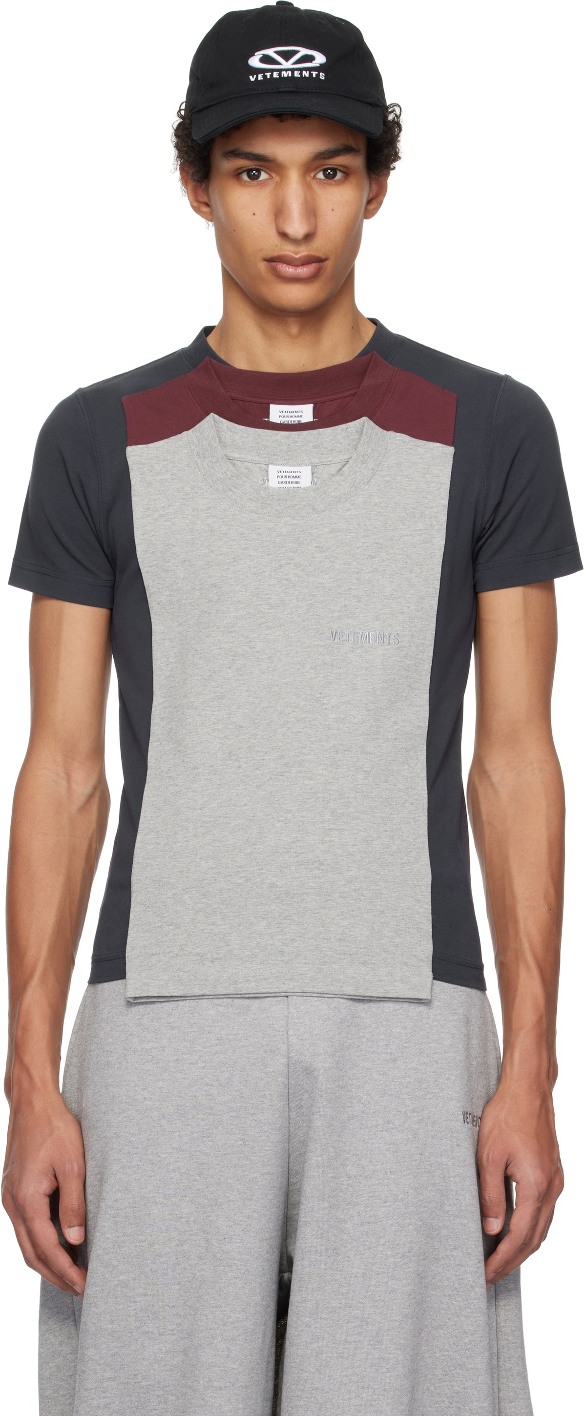 【VETEMENTS】マルチカラー Runway レイヤード フィット Tシャ multicolor-runway-layered-