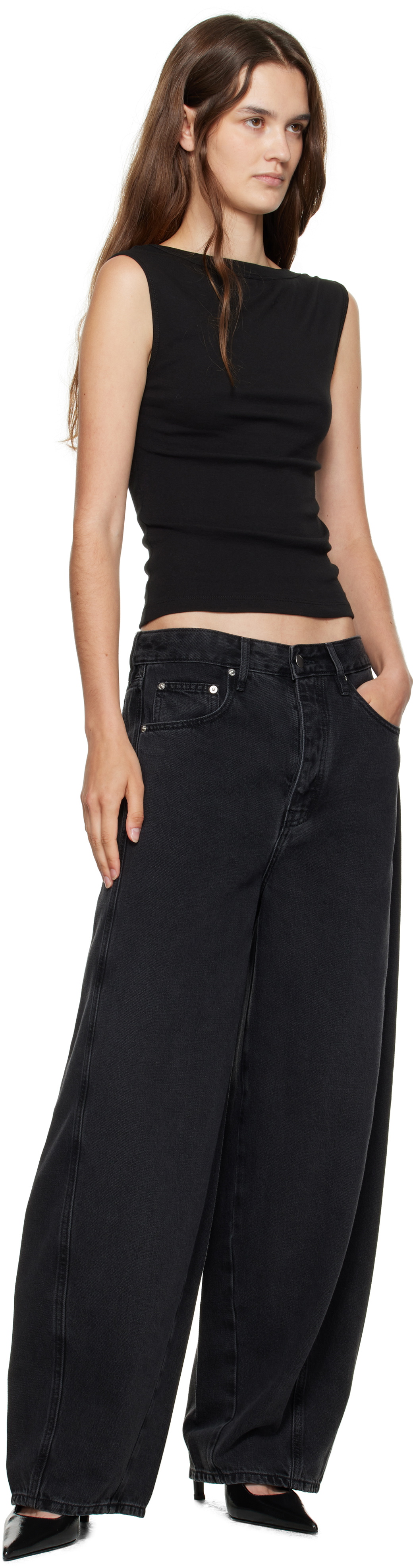 St. Agni Black Outland Denim Edition Mid Rise Balloon Jeans