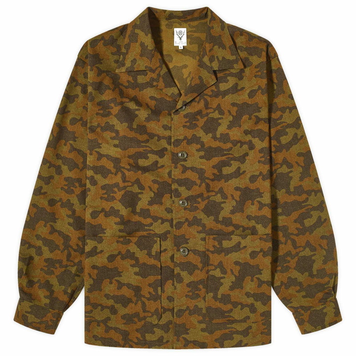 Photo: South2 West8 Men's Camouflage Pen Shirt in Olive