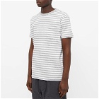 Velva Sheen Men's Narrow Stripe Pocket T-Shirt in White/Heather Grey