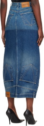 VETEMENTS Blue Double Denim Midi Skirt