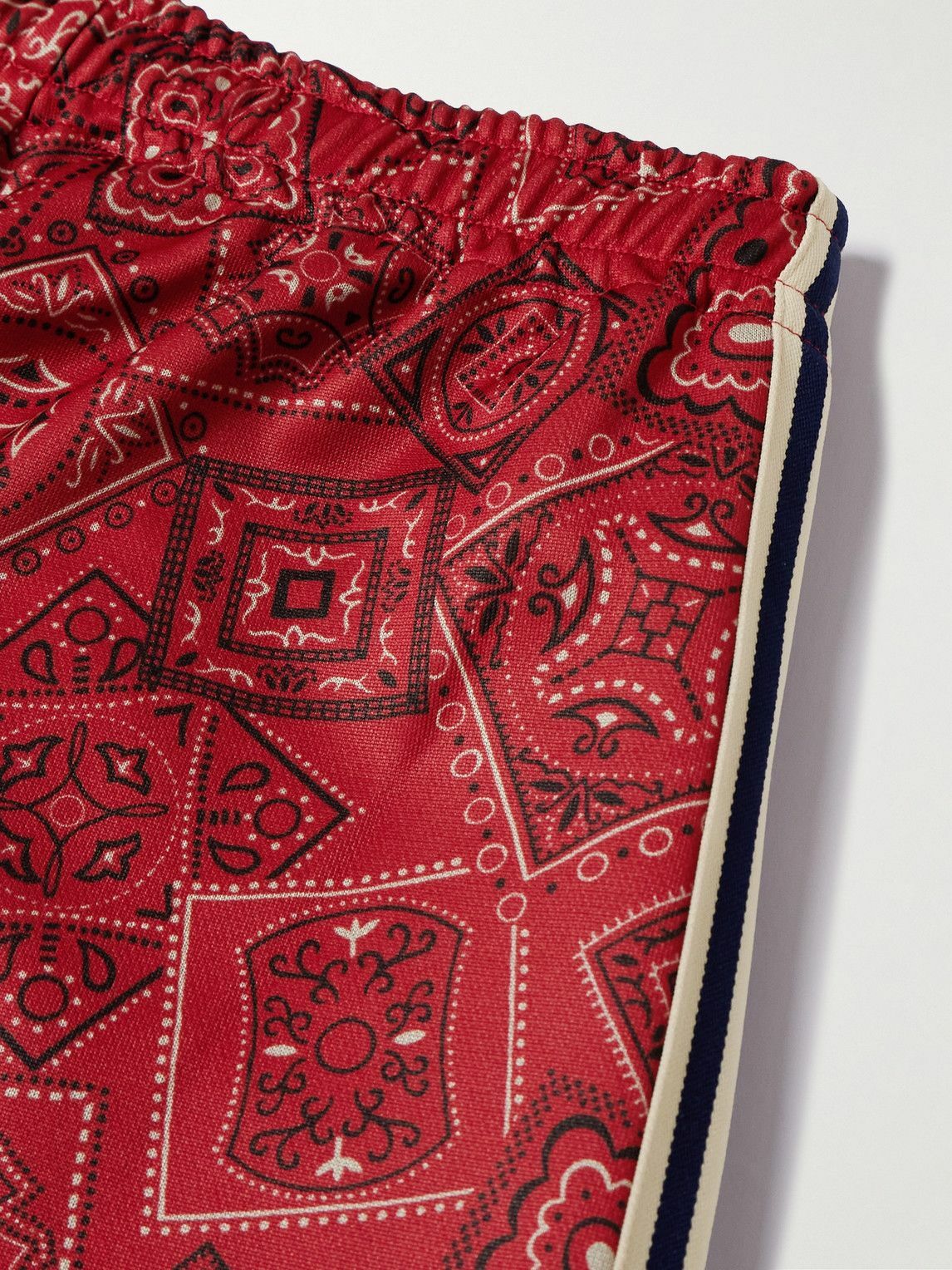 KAPITAL - Wide-Leg Striped Webbing-Trimmed Bandana-Print Tech-Jersey Track Pants - Red