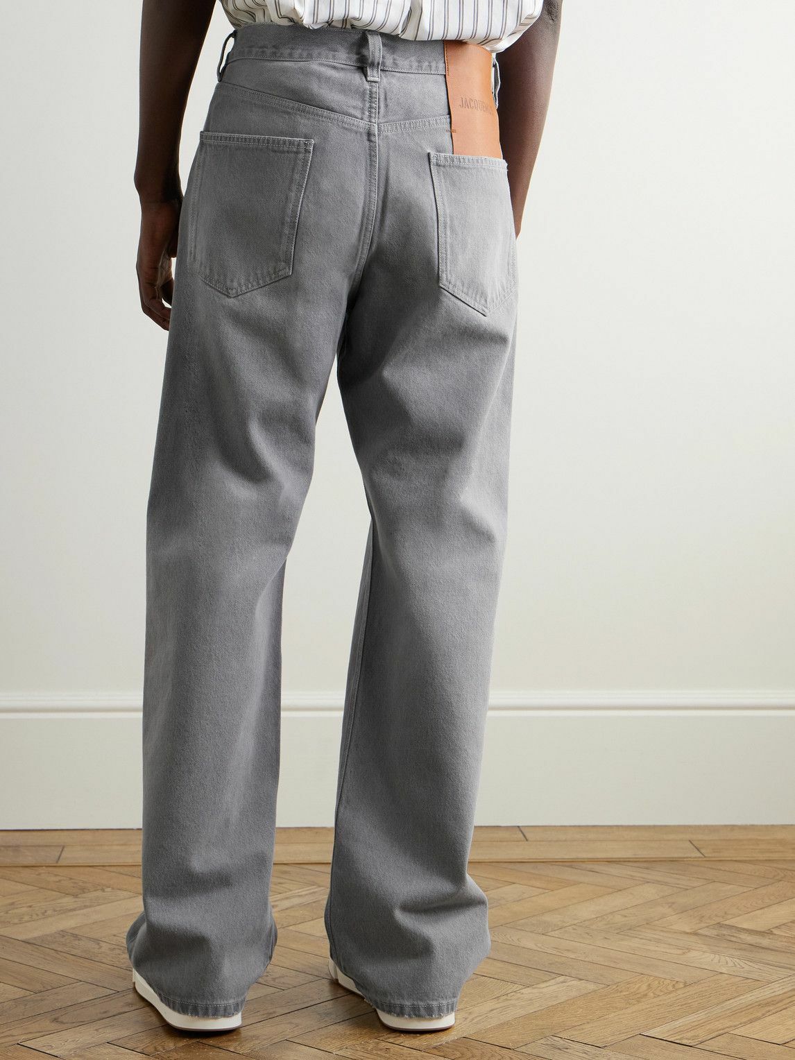 Jacquemus - Straight-Leg Leather-Trimmed Jeans - Gray