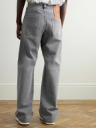 Jacquemus - Straight-Leg Leather-Trimmed Jeans - Gray