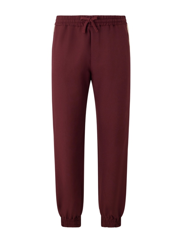 Photo: Valentino Garavani - VGold Striped Drill Sweatpants - Burgundy