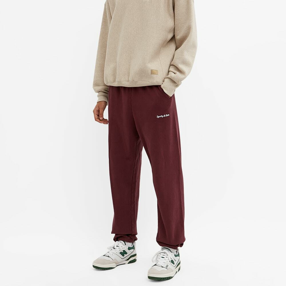 Sporty & Rich Men's Classic Logo Sweat Pant in Merlot/White