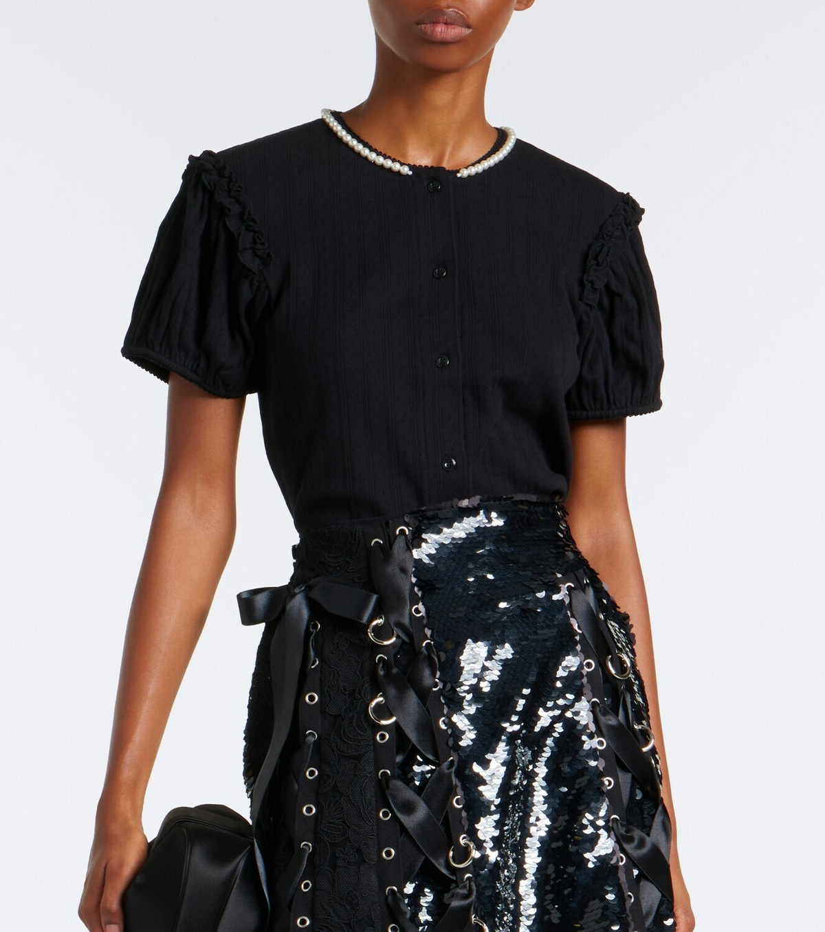 Simone Rocha Embellished pointelle cotton cardigan