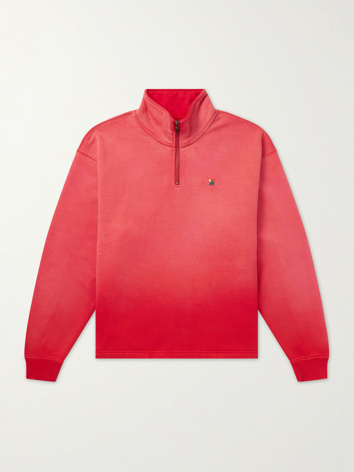 Aimé Leon Dore - Logo-Embroidered Cotton-Jersey Half-Zip Sweatshirt - Red