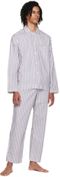 Tekla Purple Stripe Long Sleeve Pyjama Shirt