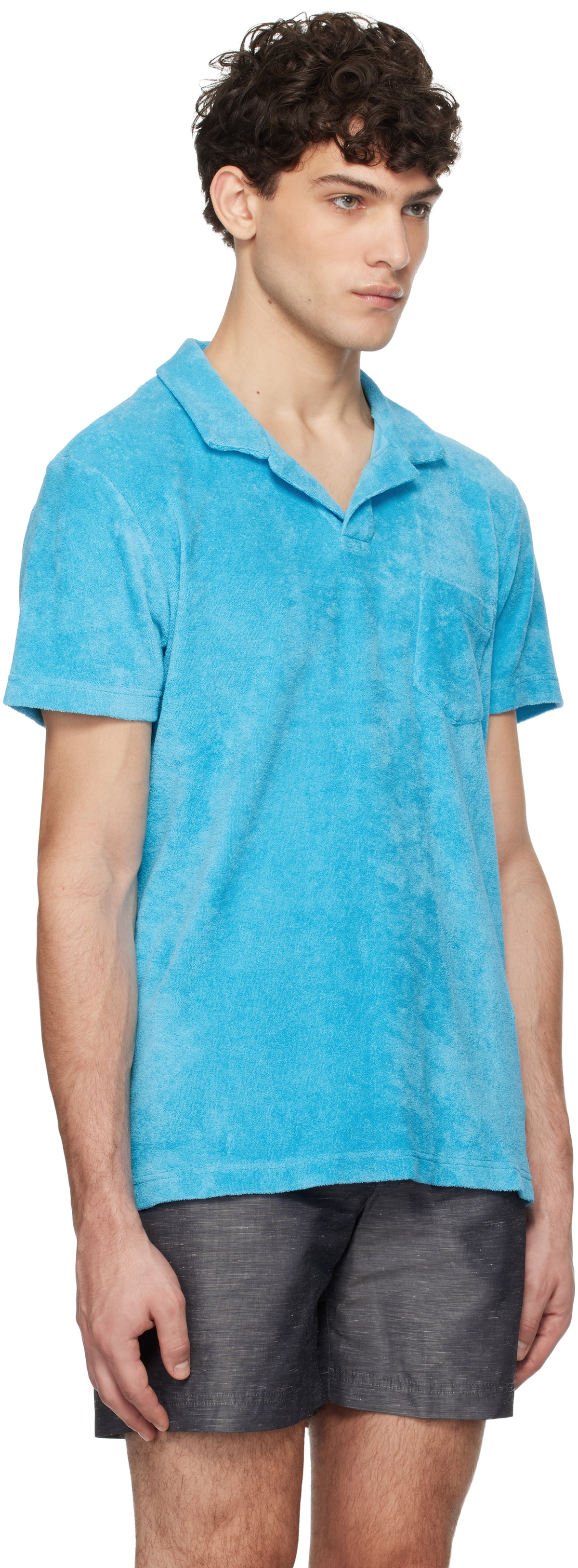 Orlebar Brown Blue Terry Towelling Polo