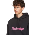 Balenciaga Black Glossy Logo Back Pulled Hoodie