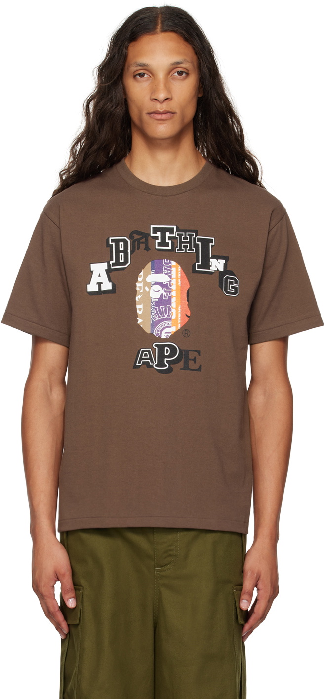 BAPE Brown Fans Scarf College T-Shirt A Bathing Ape