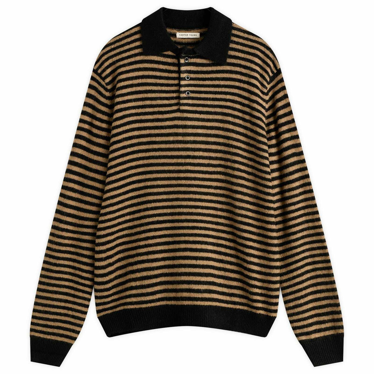 Carter Young Men's Stripe Leigh Polo in Black/Stripe