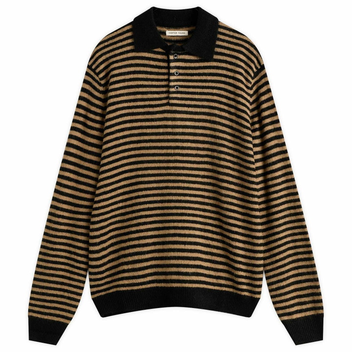 Photo: Carter Young Men's Stripe Leigh Polo in Black/Stripe
