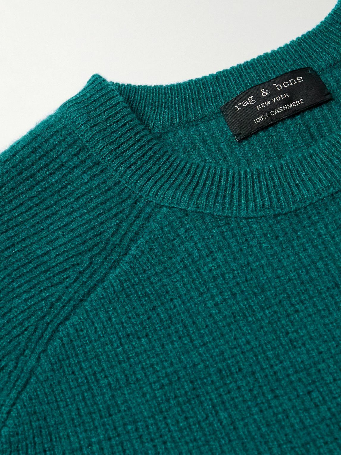 Rag & Bone - Haldon Waffle-Knit Cashmere Sweater - Green Rag and Bone