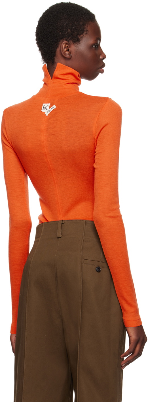 Recto Orange Overlaid Logo Turtleneck