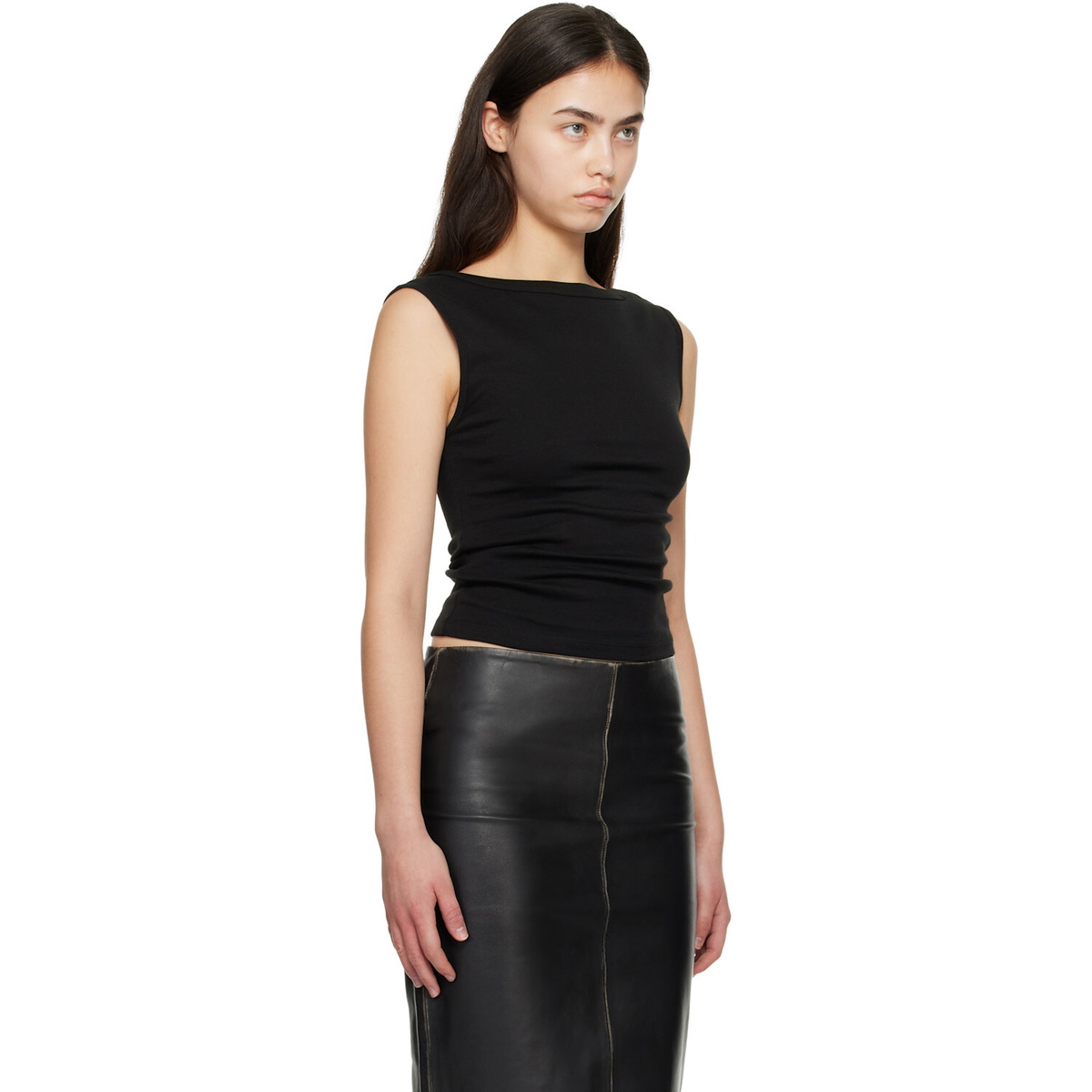 St. Agni Black Organic Cotton Ballerina Tank Top