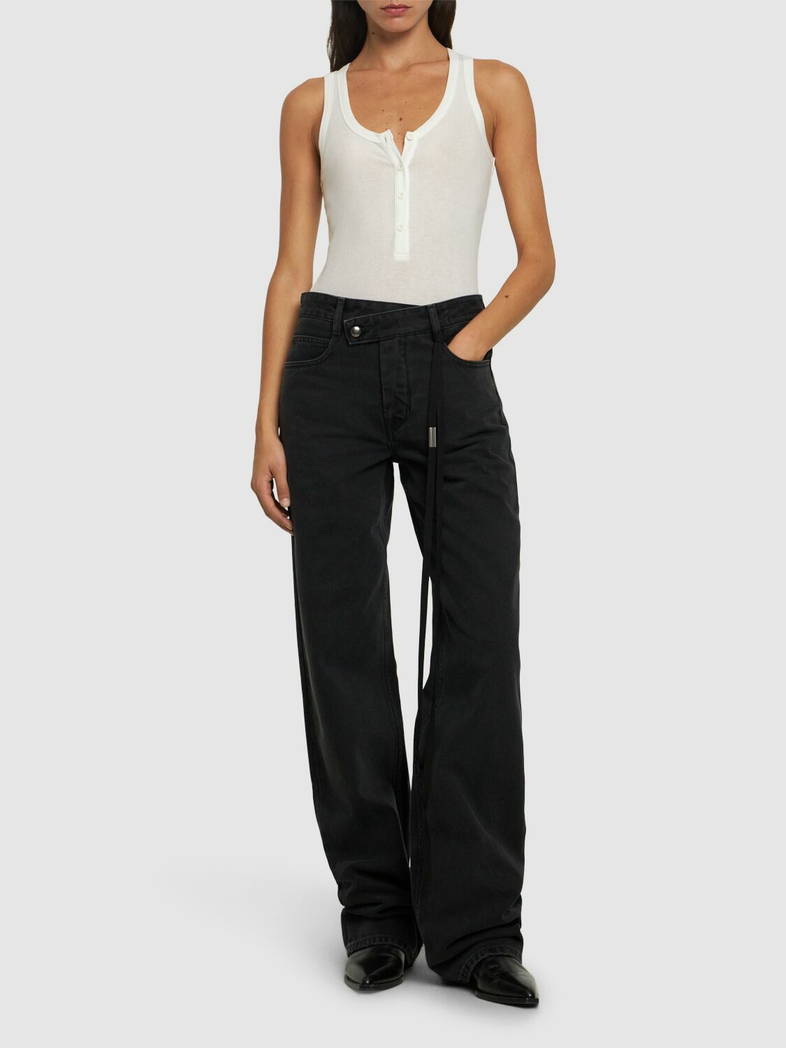 ANN DEMEULEMEESTER Meya Asymmetric Waist Denim Jeans Ann