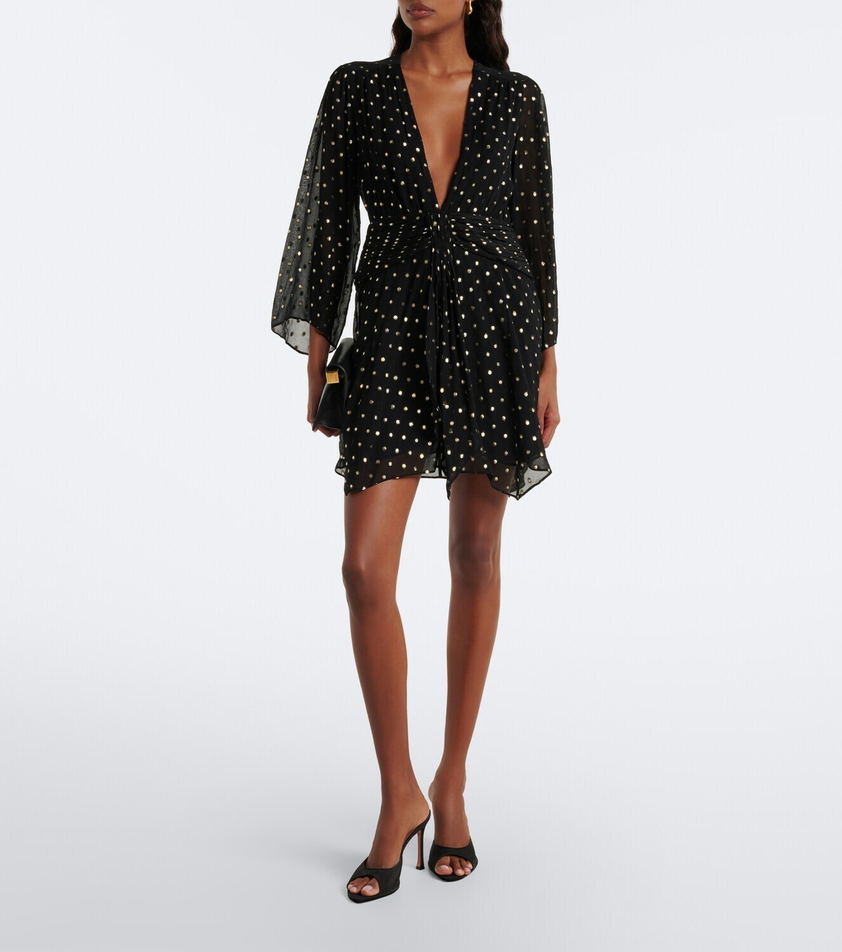 Rixo Clove polka-dot chiffon minidress
