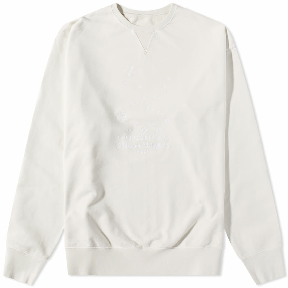 Maison Margiela Men's Embroidered Numbers Logo Crew Sweat in Chalk ...