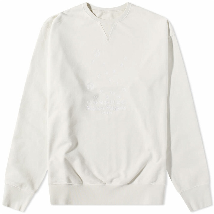 Photo: Maison Margiela Men's Embroidered Numbers Logo Crew Sweat in Chalk