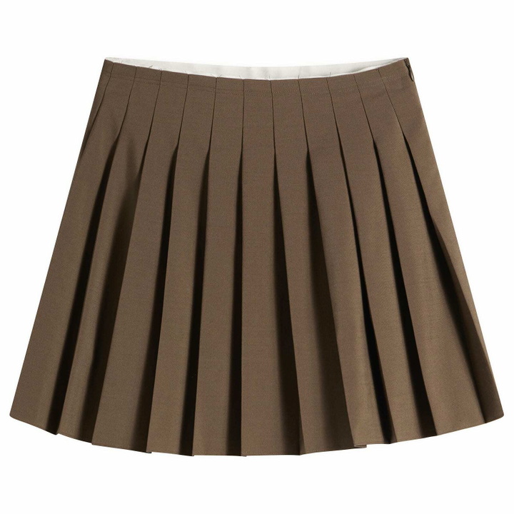 Photo: MM6 Maison Margiela Women's Pleated Mini Skirt in Taupe