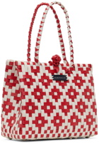 HARAGO White & Red Upcycled Tote