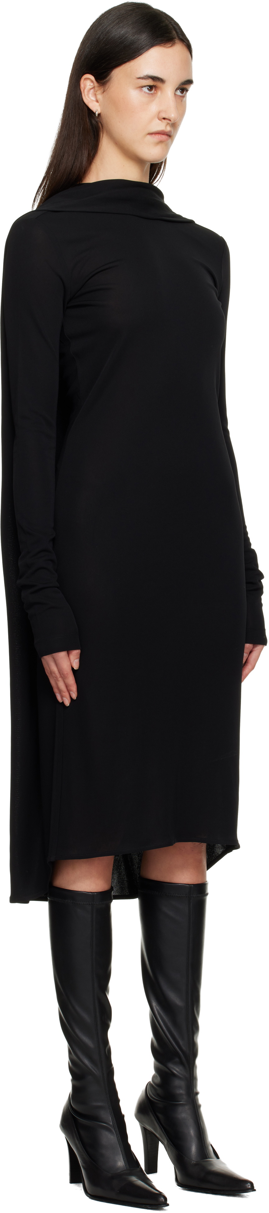 TOTEME Black Cocoon Cape Midi Dress