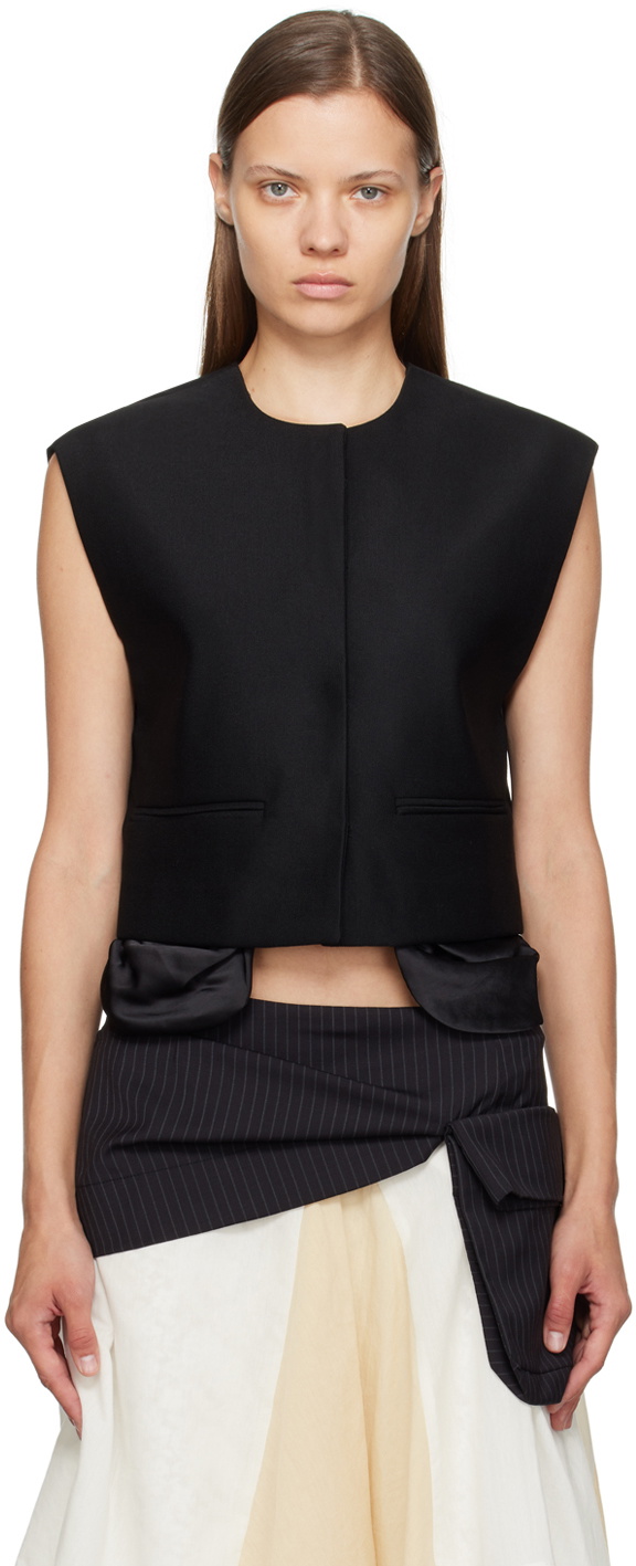 OPEN YY Black Exposed Pocket Vest OPEN YY