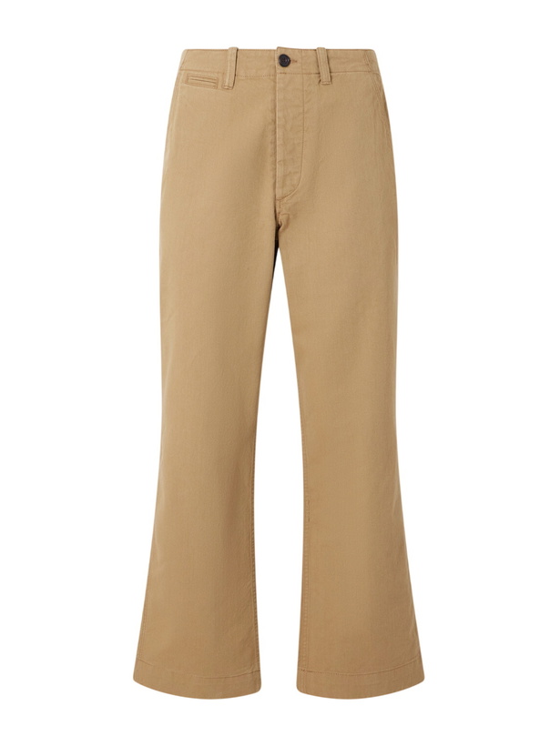 Photo: Drake's - Officer Chino Wide-Leg Cotton-Twill Trousers - Neutrals