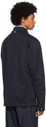 Thom Browne Navy 4-Bar Button-Down Shirt Jacket