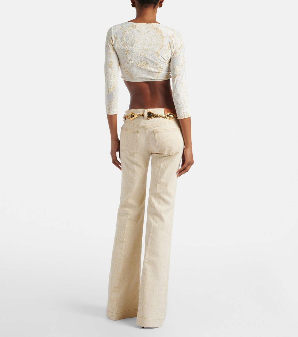Roberto Cavalli Snake-print flared jeans