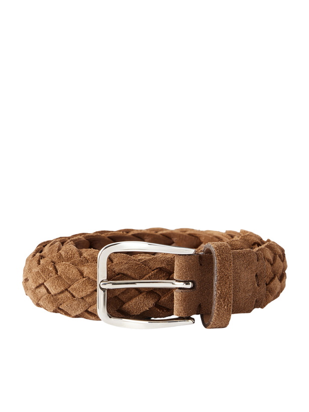 Photo: Brunello Cucinelli - 2cm Woven Suede Belt - Brown
