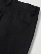 Kaptain Sunshine - Shoecut Straight-Leg Pleated Pinstriped Wool and Silk-Blend Twill Trousers - Black