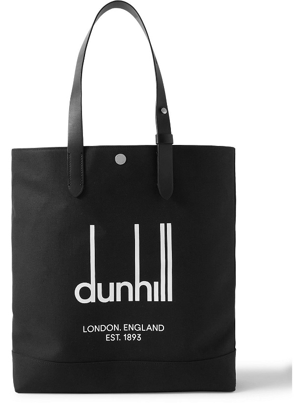 Photo: Dunhill - Legacy Leather-Trimmed Logo-Print Cotton-Canvas Tote Bag