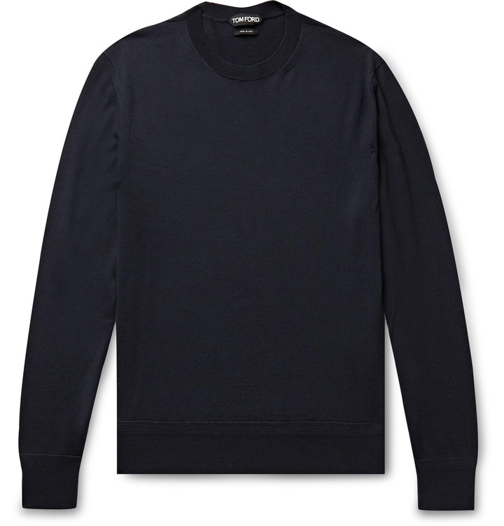 Photo: TOM FORD - Slim-Fit Merino Wool Sweater - Blue