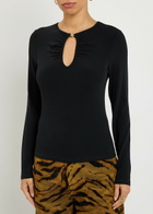 Frame The Keyhole Stretch-rayon top Black