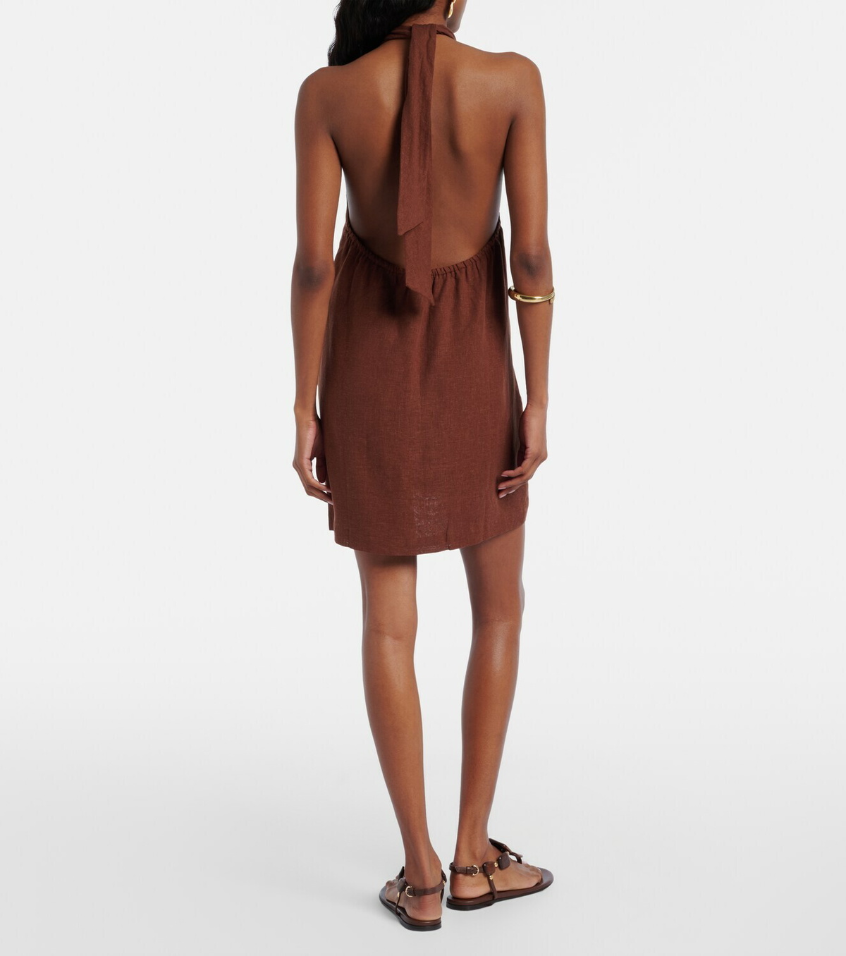 ViX Paula Hermanny Astera halterneck linen-blend minidress