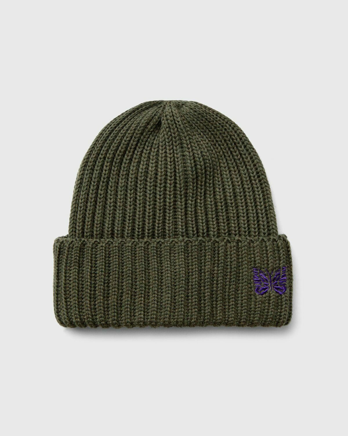 Needles Watch Cap   Merino Wool Green Beanies