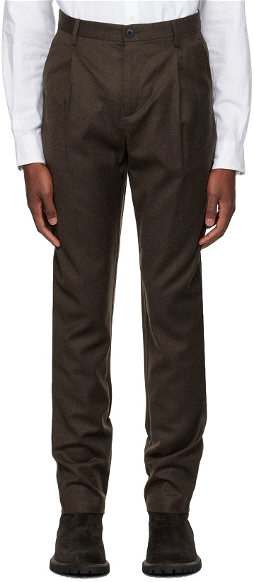 Photo: Sunspel Brown Pleated Trousers