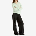 Auralee Women's Cashmere Silk Knit Skipper Polo in White Green