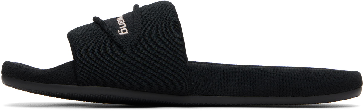 Alexander Wang Black 'AW' Slash Knit Pool Slides