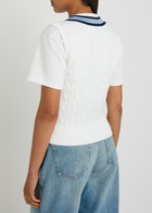 Polo Ralph Lauren Embroidered Cable-knit Cotton Vest Cream