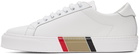 Burberry White Bio-Based Striped Sole Sneakers