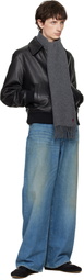 AMI Paris Gray Wool Ami De Coeur Scarf