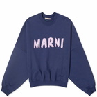 Marni Women's Logo Crew Sweat in Blue Kyanite